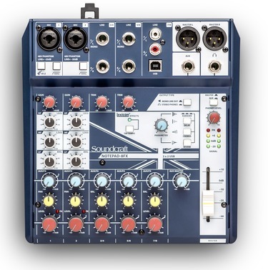 5085984US NOTEPAD-8FX SMALL FORMAT ANALOG MIXING CONSOLE WITH USB I/O AND LEXICON EFFECTS